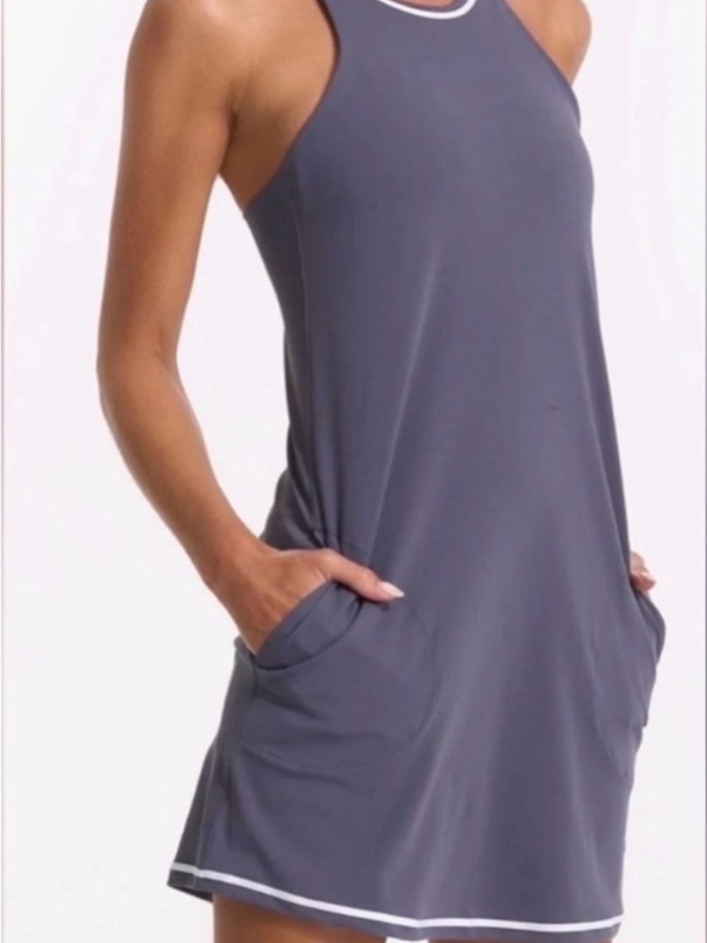 Vuori Slate Gray Racerback dress with Pockets